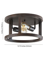 Jonathan Y Atelier 2-Light Rustic Industrial Led Flush Mount