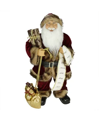 Northlight Woodland Standing Santa Claus Christmas Figure with Name List