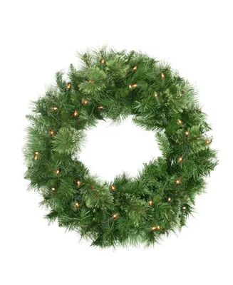 Northlight Pre-Lit Mixed Cashmere Pine Artificial Christmas Wreath Clear Lights