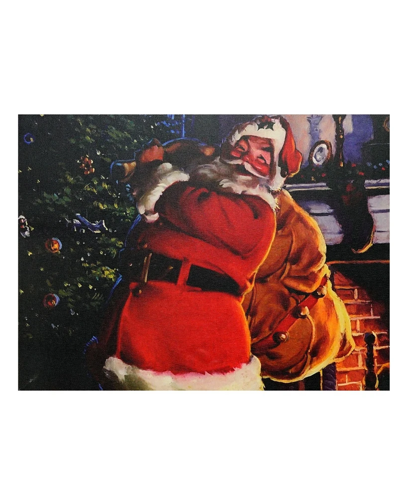 Northlight Led Lighted Jolly Santa Claus with Bag Of Gifts Christmas Canvas Wall Art