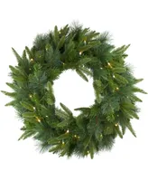 Northlight Pre-Lit Mixed Rose Mary Emerald Angel Pine Artificial Christmas Wreath
