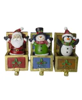 Northlight Santa Snowman and Penguin Jack in The Box Christmas Stocking Holders, Set of 3