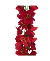 Northlight Unlit Artificial Poinsettia Floral Christmas Garland