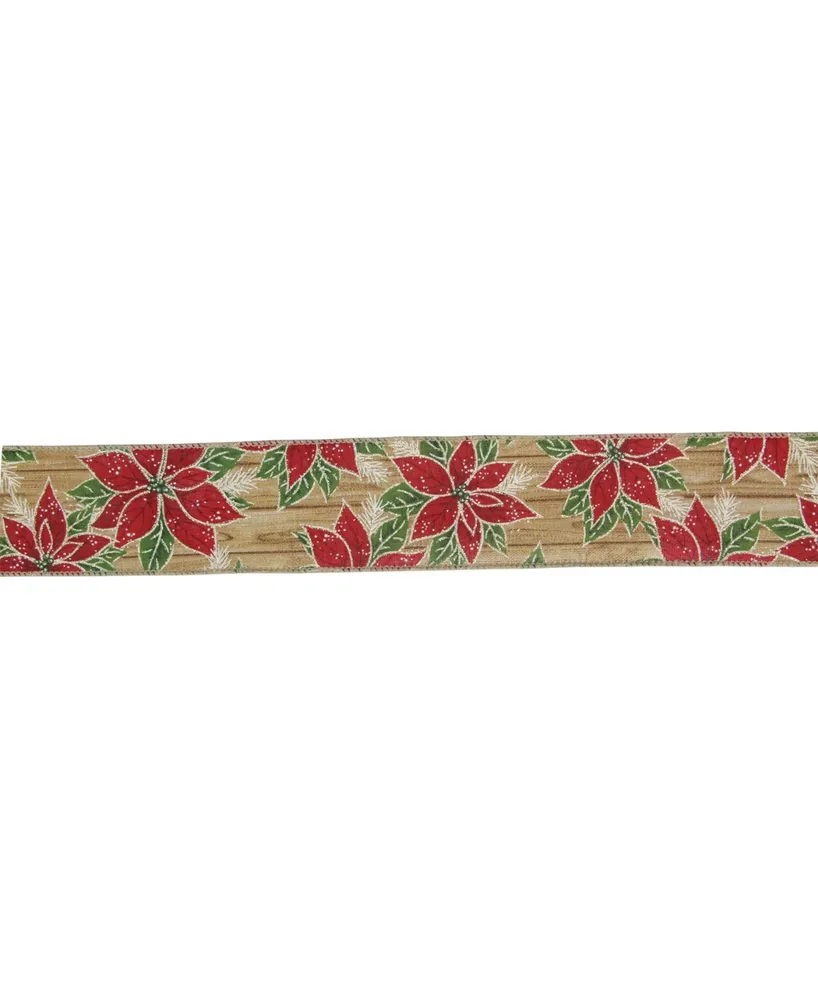 Northlight Red and White Floral Print Wired Craft Christmas Ribbon 2.5 x 10 Yards