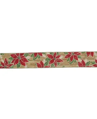 Northlight and Poinsettia Christmas Wired Craft Ribbon Yards
