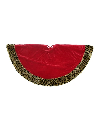 Northlight Safari and Velveteen with Plush Cheetah Print Christmas Tree Skirt