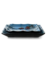 Elama Aloha Tide 16 Piece Luxurious Stoneware Dinnerware Set