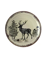 Elama Majestic Elk 16 Piece Luxurious Stoneware Dinnerware Set