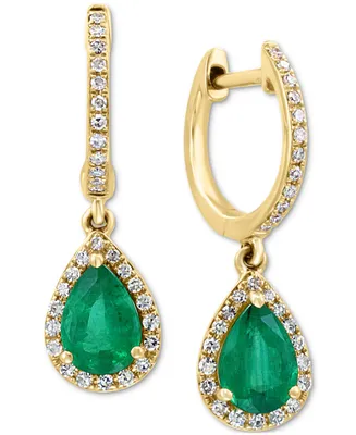 Effy Emerald (1-1/6 ct. t.w.) & Diamond (1/4 ct. t.w.) Drop Earrings in 14k Gold