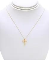 Diamond Open Cross Pendant Necklace (1/20 ct. t.w.) 14K Yellow, White or Rose Gold