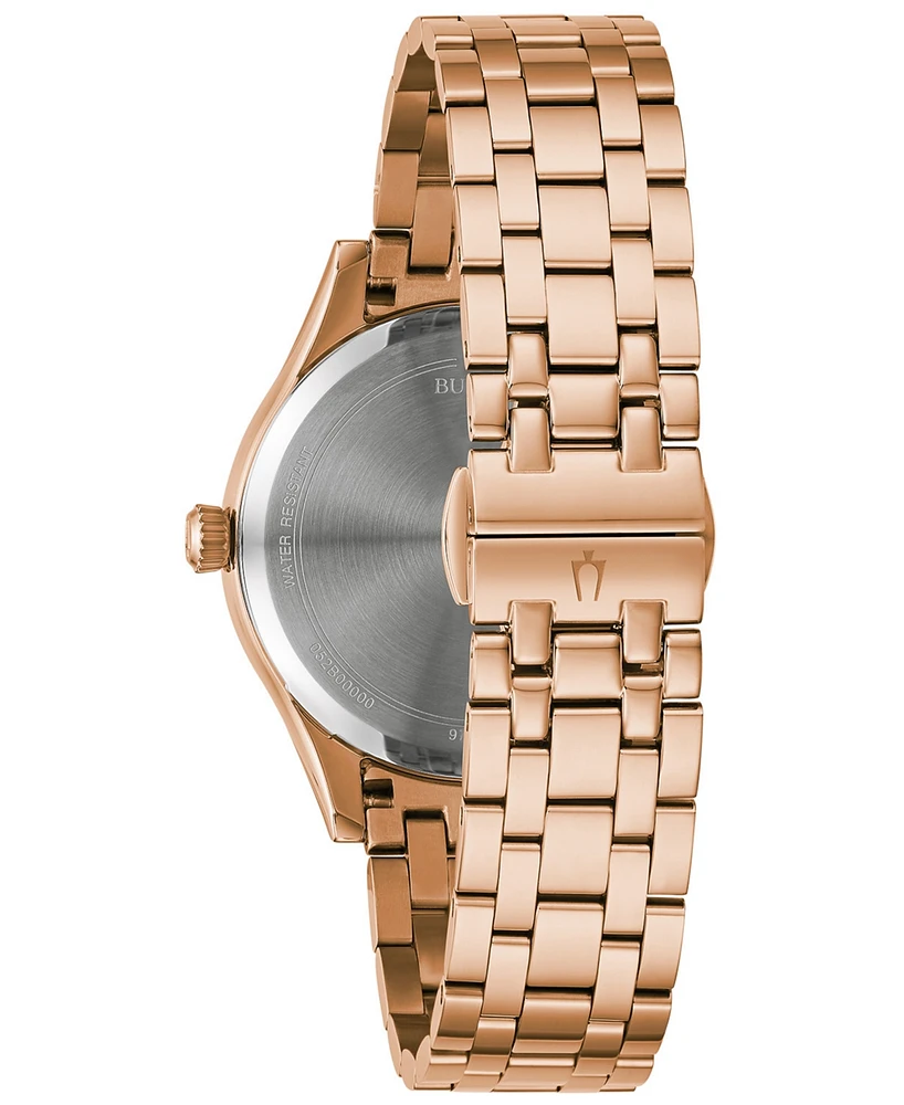 Bulova Women's Classic Diamond-Accent Rose Gold-Tone Stainless Steel Bracelet Watch 36mm