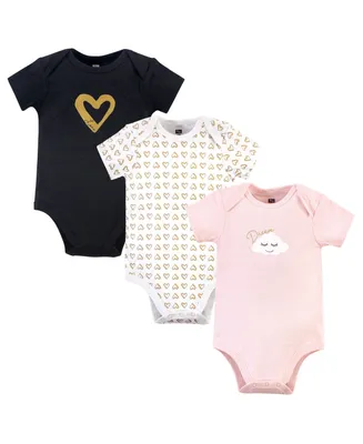 Hudson Baby Girls Cotton Bodysuits 3pk