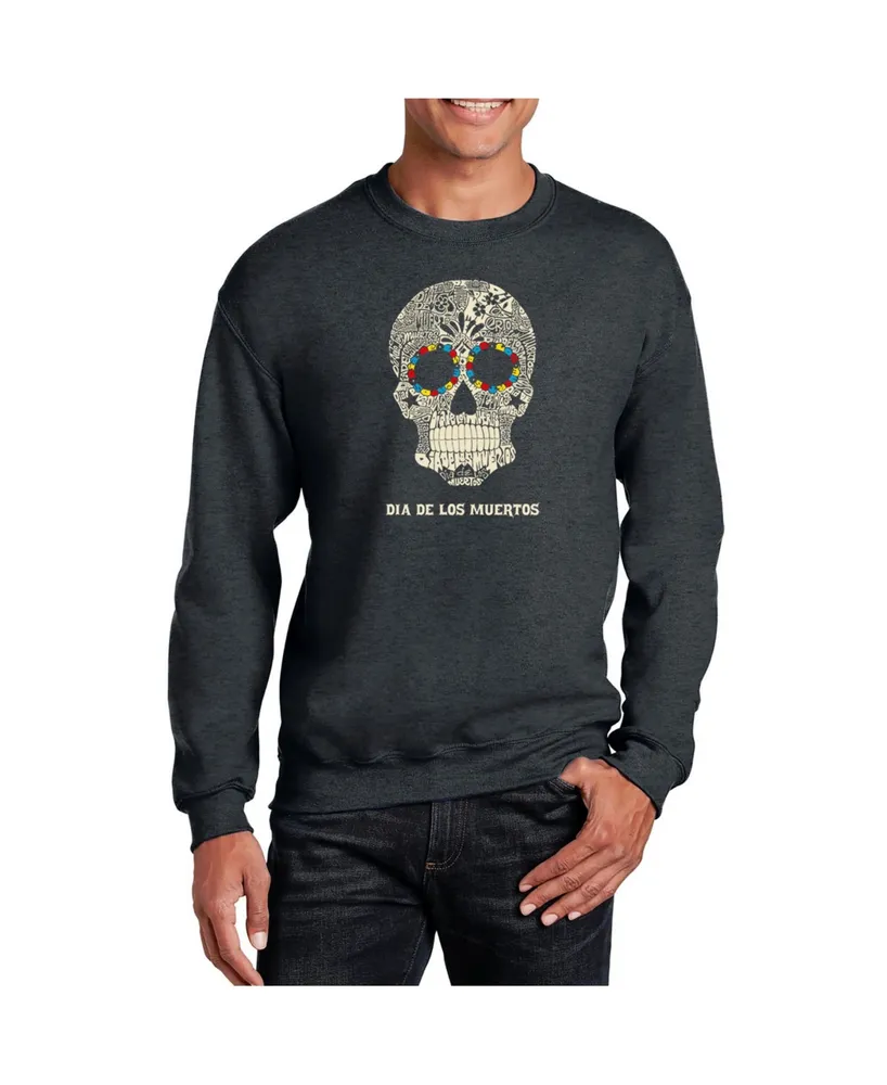 La Pop Art Men's Word Dia De Los Muertos Crewneck Sweatshirt