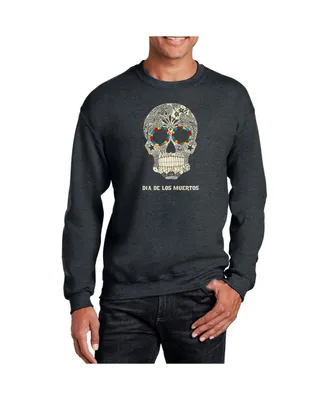 La Pop Art Men's Word Dia De Los Muertos Crewneck Sweatshirt