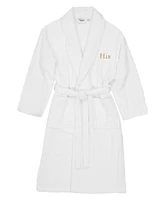 Linum Home Bookman Font Turkish Cotton Embroidered His Terry Bathrobe