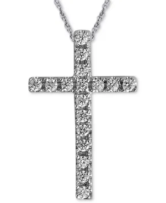 Diamond Cross 18" Pendant Necklace (1/10 ct. t.w.) in 10k White Gold