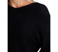 1.state Women's Rib-Knit Bubble Sleeve Long Sleeve Sweater