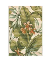 Liora Manne' Marina Tropical Leaf Cream 8'10" x 11'9" Outdoor Area Rug