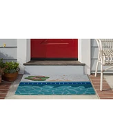 Liora Manne' Frontporch Poolside Aqua 2'6" x 4' Outdoor Area Rug