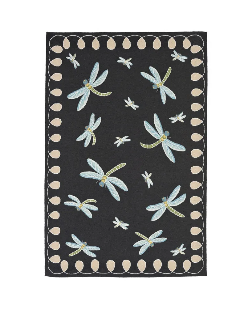 Liora Manne' Frontporch Dragonfly Black and Gray 3'6" x 5'6" Outdoor Area Rug