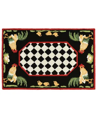 Liora Manne' Frontporch Rooster Black and Gray 2'6" x 4' Outdoor Area Rug