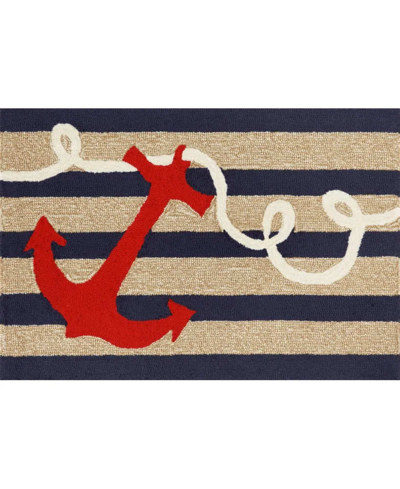 Liora Manne' Frontporch Anchor Blue 1'8" x 2'6" Outdoor Area Rug