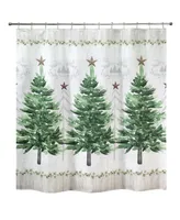 Avanti Trees with Gold Star Holiday Shower Curtain, 72" x 72"