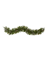Nearly Natural Snow Tipped Artificial Christmas Garland with 50 Warm Led Lights and Berries