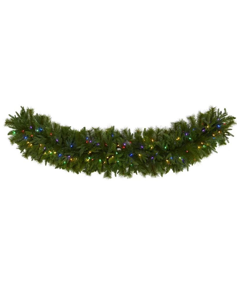 Nearly Natural Christmas Pine Extra Wide Artificial Garland with 100 Led Lights