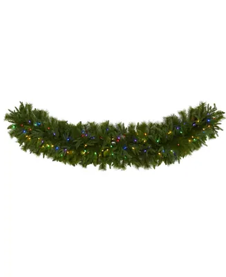 Nearly Natural Christmas Pine Extra Wide Artificial Garland with 100 Led Lights