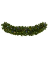 Nearly Natural Christmas Pine Extra Wide Artificial Garland with 100 Led Lights