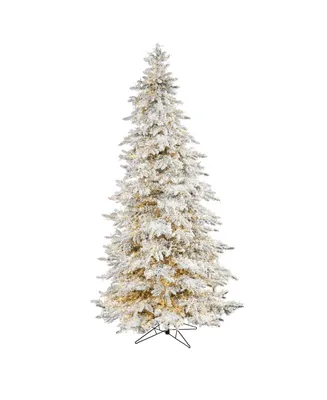 Nearly Natural Flocked Grand Northern Rocky Fir Artificial Christmas Tree with 8208 Warm Cluster Multifunction Led Lights and 1818 Bendable Branches