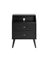 Prepac Milo Mid Century Modern 2 Drawer Nightstand with Angled Top