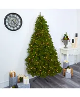 Nearly Natural Cambridge Spruce Flat Back Artificial Christmas Tree with 500 Warm Multifunction Led Lights and 960 Bendable Branches