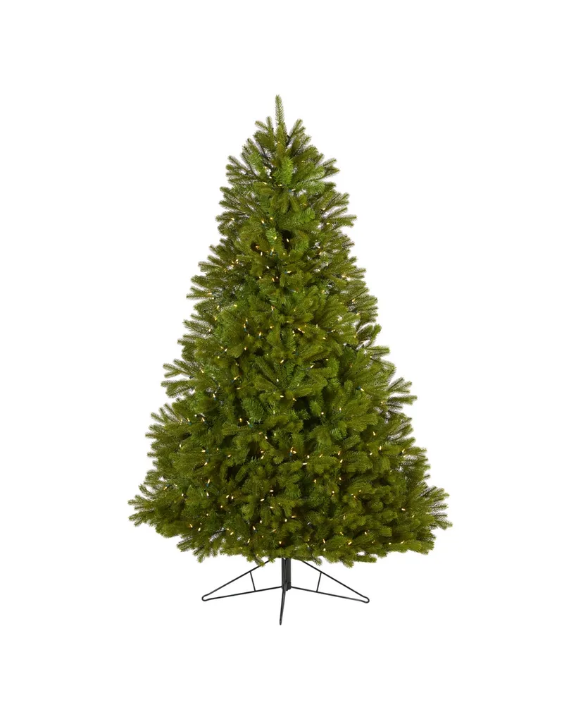 Nearly Natural Cambridge Spruce Flat Back Artificial Christmas Tree with 500 Warm Multifunction Led Lights and 960 Bendable Branches