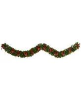 Nearly Natural Bow and Pinecone Artificial Christmas Garland with 35 Clear Led Lights