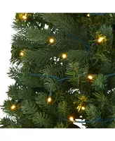 Nearly Natural Flat Back Wall Hanging Artificial Christmas Tree with 50 Clear Led Lights