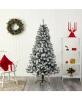 Nearly Natural Flocked West Virginia Fir Artificial Christmas Tree