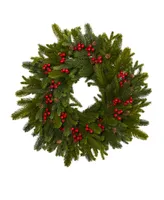 Nearly Natural Pine, Pinecone and Berry Artificial Wreath