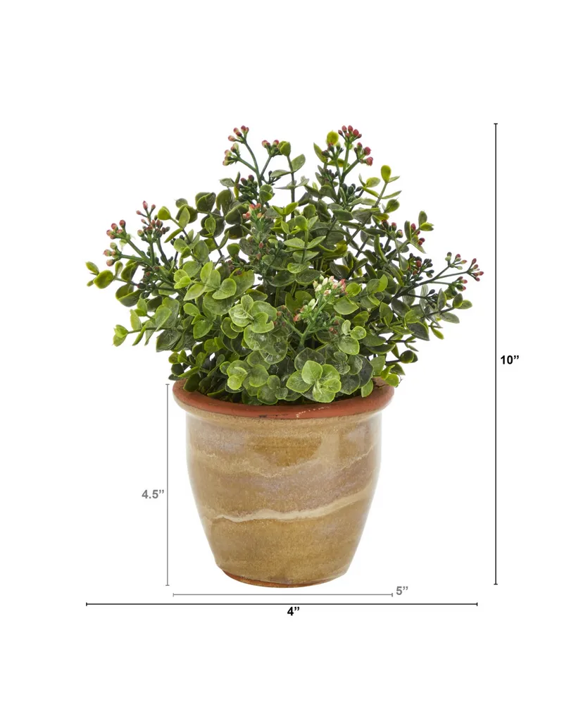 Nearly Natural Eucalyptus and Sedum Succulent Artificial Plant in Ceramic Planter