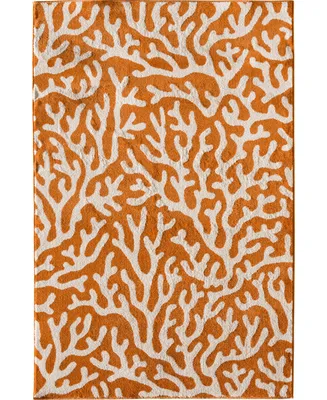 Portland Textiles Tropicana Allover Coral Orange 5' x 7'3" Outdoor Area Rug