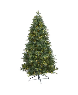 Nearly Natural Grand Teton Spruce Flat Back Artificial Christmas Tree with 180 Clear Led Lights and 727 Bendable Branches