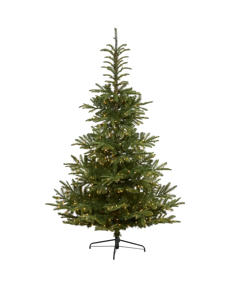 Nearly Natural 7.5ft. Layered Washington Spruce Artificial Christmas Tree with 550 Clear Led Lights and 1325 Bendable Branches