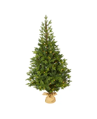 Nearly Natural Fraser Fir "Natural Look" Artificial Christmas Tree with 190 Clear Led Lights, A Burlap Base and 1217 Bendable Branches