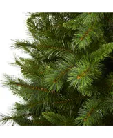 Nearly Natural Slim West Virginia Mountain Pine Artificial Christmas Tree with 629 Bendable Branches