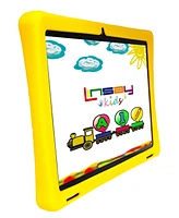 Linsay New 10.1" Funny Kids Wi-Fi Tablet Octa Core 128GB with Yellow Kids Defender Case Newest Android 13 Google certified