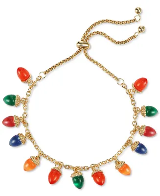 Holiday Lane Gold-Tone Multicolor Lightbulb Slider Bracelet, Created for Macy's