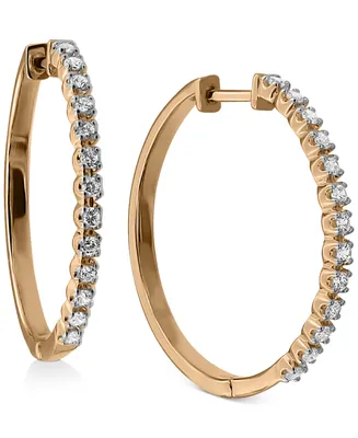 Diamond Hoop Earrings (1/2 ct. t.w.) 10k Gold ,10k White or Rose