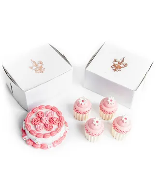 The Queen's Treasures 18 Inch Doll Bakery Food Accessories, 4 Mini Cupcakes and a Party Cake with 2 Bakery Boxes, Compatible with American Girl Pastry