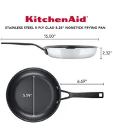 KitchenAid 5-Ply Clad Stainless Steel Nonstick Induction Frying Pan, 8.25", Polished Stainless Steel